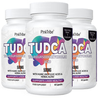 P!nkTribe TUDCA 500mg, Tauroursodeoxycholic Acid with Humic and Fulvic Acids, Beet Root and More, Tudca Bile Salt Supplement for Liver Liver Health, Digestion, Detox and Repair (Pack of 3)