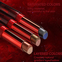 QUIWEN Black Eyeshadow Stick, 2 Colours Black Silver Shimmer Cream Eyeshadow Stick, Black & Silver Shimmer Eyeshadow Lipstick 2 IN 1, Long Lasting Highly Pigmented Shimmer Black Lipstick Eyeshadow Pencil