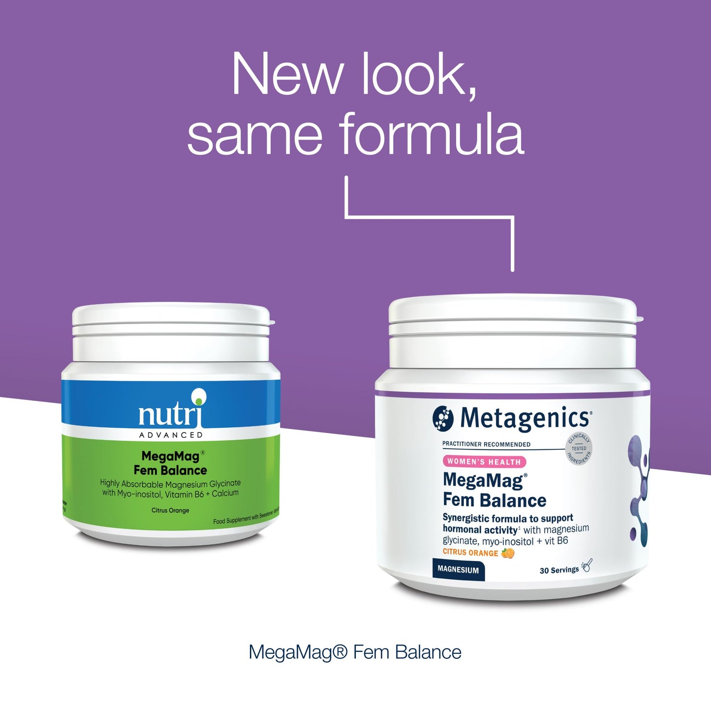 Metagenics - MegaMag Fem Balance Magnesium Glycinate Powder - with Vitamin B6, Calcium and Vitamin C - Female Health & Hormone Regulation - Citrus Orange, 30 Servings