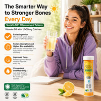 SunVit-D3 Sunvit-D3 Dissolvable Effervescent Lemon Calcium Fizzy Tablets 600mg, with Vitamin D3 400IU Daily Support for Strong Bones & Immune Health, Effervescent Calcium and Vitamin D Tablets 14 X 4 Tubes