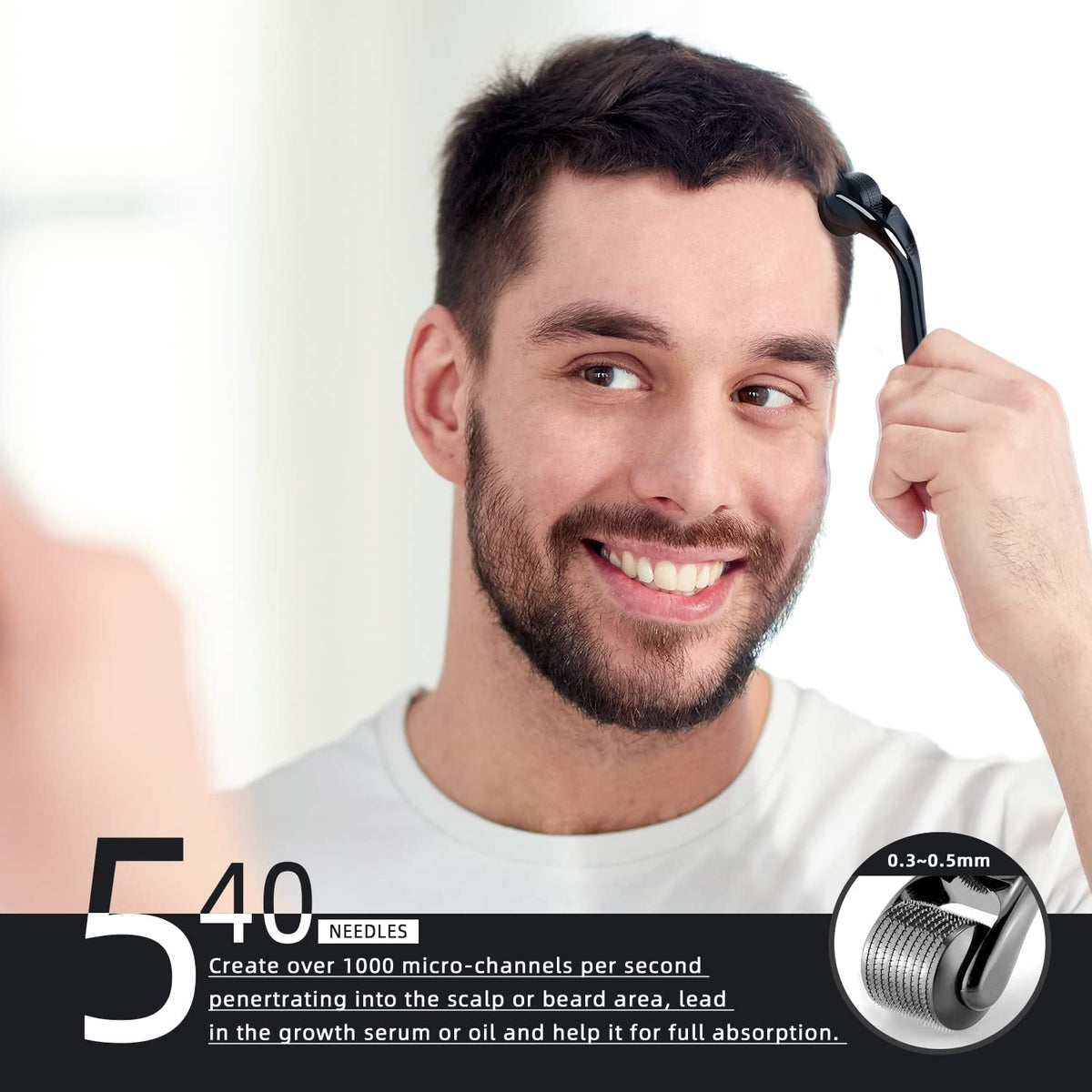 AUDUODUO Derma Roller 1.5mm SILVER Needles, ONLY for Professional Users, 540 Microneedle roller for Beard and Hair Growth, Anti-Aging Stretch Marks Scars