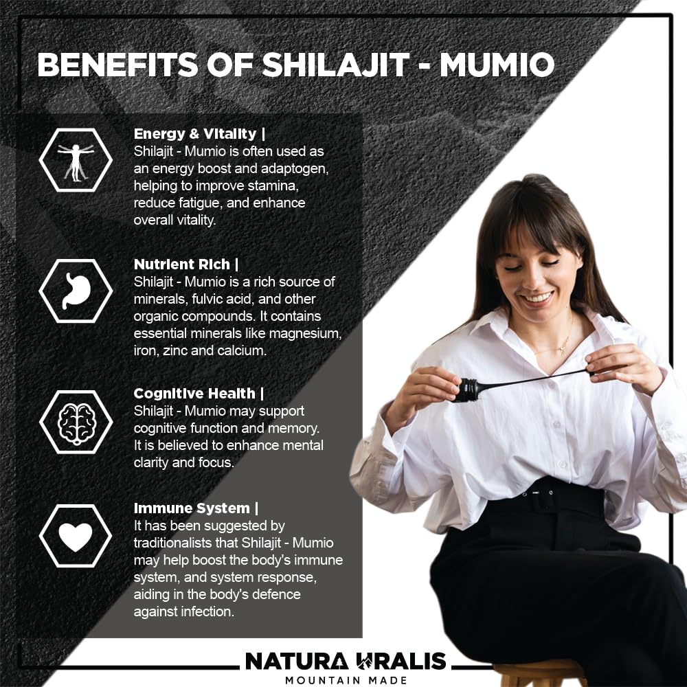 Natura Uralis Shilajit Mumio | Authentic Altai Shilajit Mumio, Naturally Formed, Organic Mineral Resin - Great Source of Minerals and Acids, Low Humidity, Very Hard