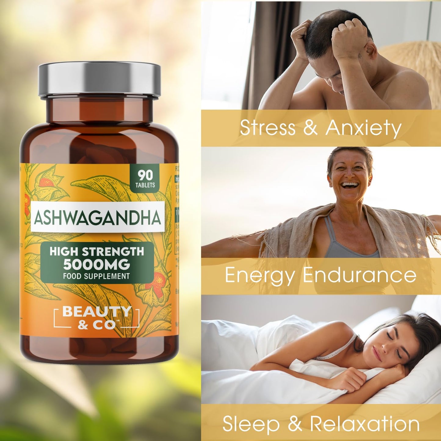 Ashwagandha 5000mg 180 Tablets (2x90), High Strength Ashwagandha- 6 Months Supply, Pure Ashwagandha, Vegan, Made in UK.