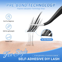 NAGARAKU Pre Glued Cluster Lashes 96 Pcs No Glue Needed Press-on Pre-bond Eyelashes Reusable Self Adhesive DIY Lashes Fox Style (SA-10,0.07mm C Curl 10-14mm)