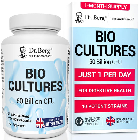 Dr. Berg Nutritionals Dr. Berg Bio Cultures Complex Probiotics with Prebiotics | 60 Billion CFU | Prebiotic and Probiotic Supplements with Lactobacillus and Bifidobacterium Strains