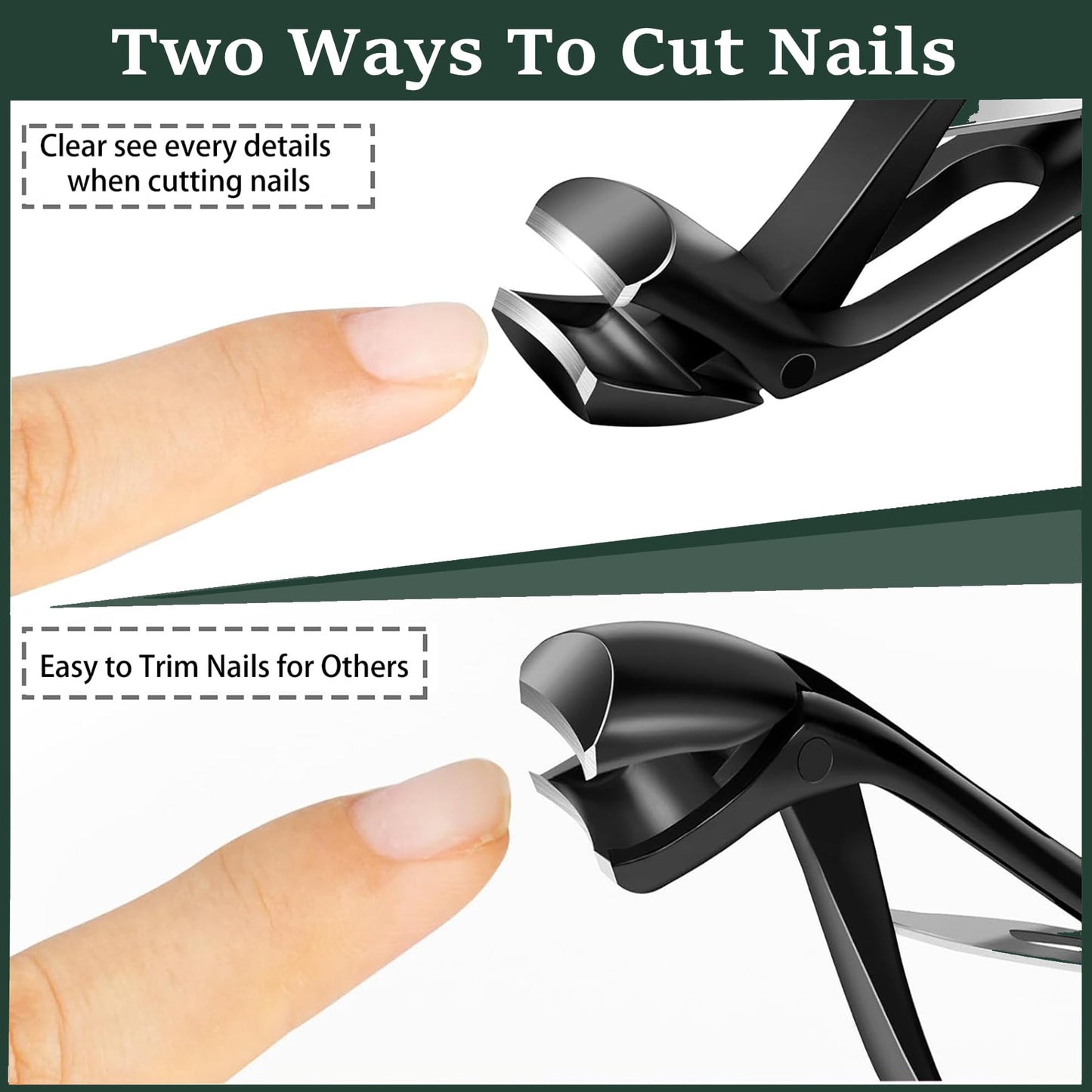 yenlk Angled Head Nail Clippers for Thick Nails, Ergonomic Toenail Clipper, Premium Steel Nail Cutter Trimmer with Catcher for Seniors/Pregnant Women, Less Bending More Comfort