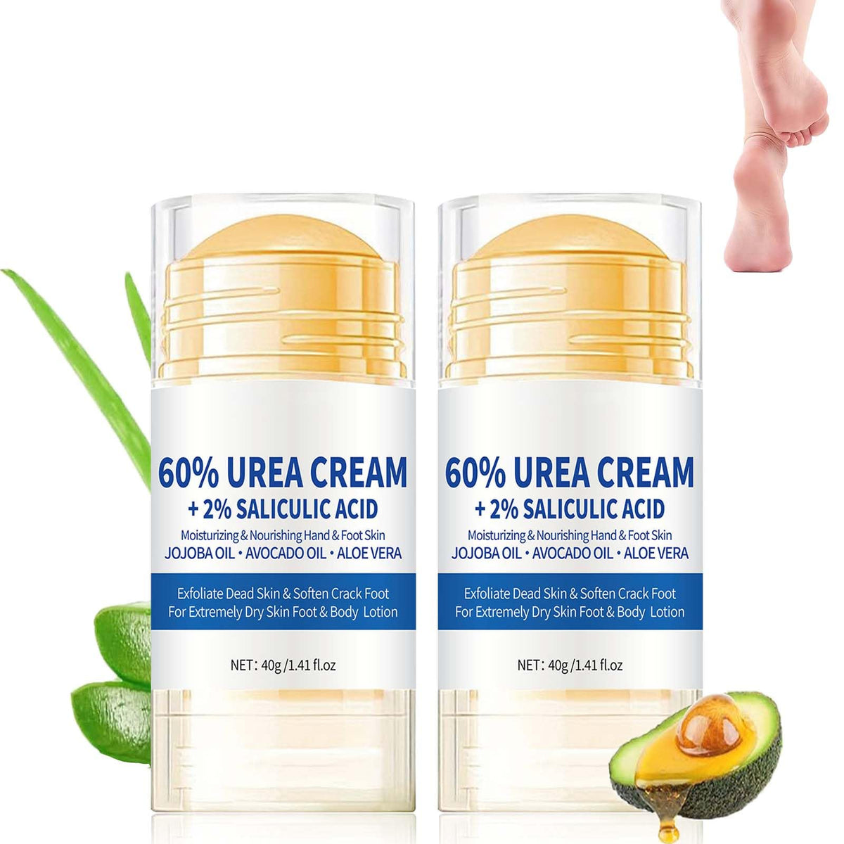 KTouler 2Pcs Urea Cream for Feet,Hydrating and Nourishing Foot Cream,Foot Repair for Dry Skin and Rough Heels,Hands,Knees Skin Care Heel Treatment,Foot Moisturiser for Dry Cracked Feet