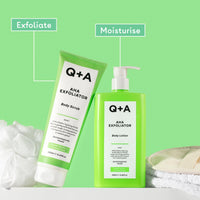 Q+A AHA Exfoliator Body Lotion 250ml, Smoothing Body Moisturiser