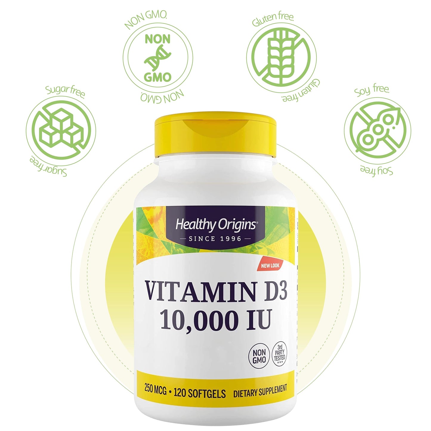 Healthy Origins, Depot Vitamin D3 250mcg (10,000 IU), Depot, 1 Capsule Every 10 Days, 120 Softgels, Highly Dosed, Lab-Tested, Soy Free, Gluten Free, Non GMO