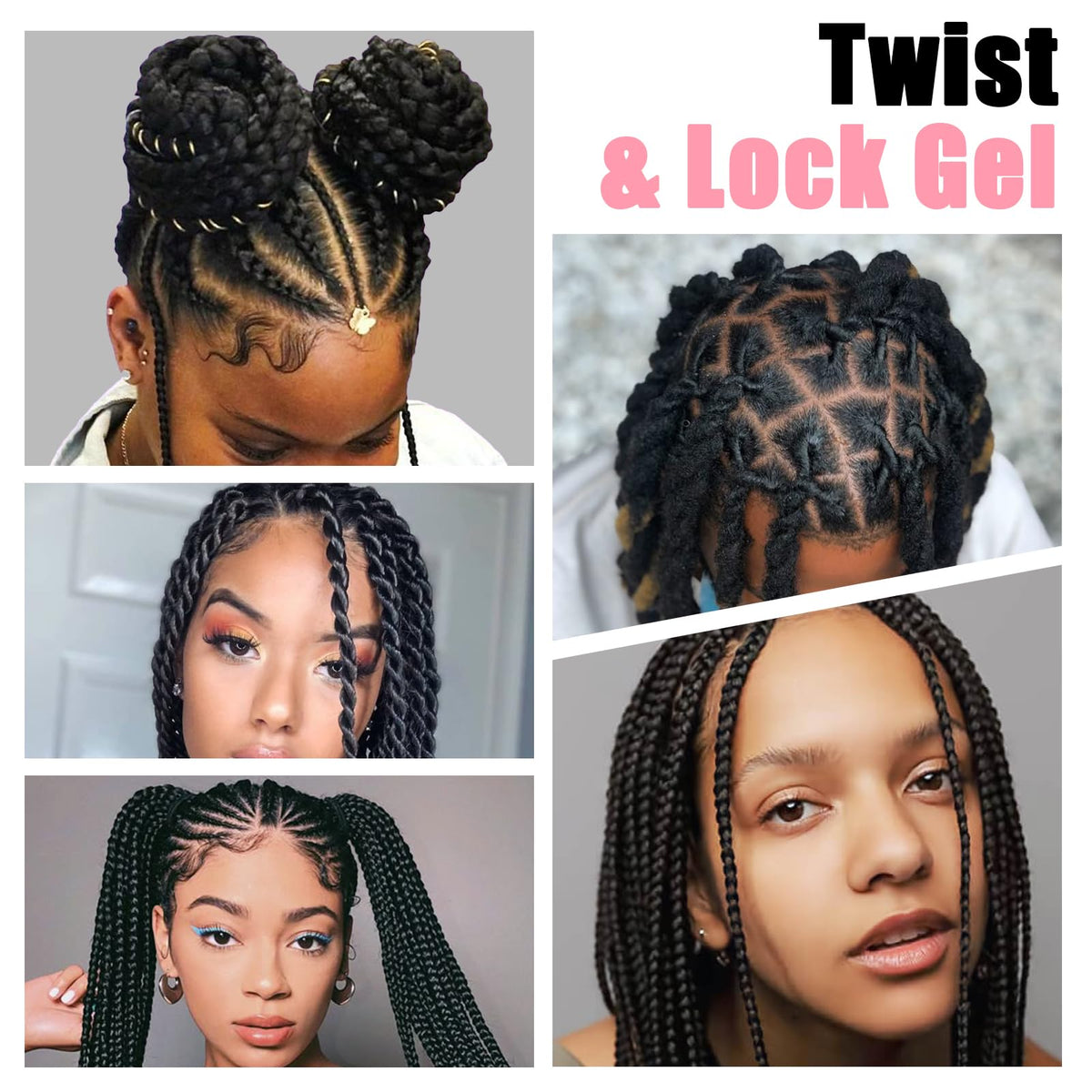 WOZUTUNT Large Capacity Family Pack Smoothing Braiding Gel for Twist, Locs, Braids, Edge Control, Cornrows - Strong Hold, No Flake, Anti-Frizz, Easy to Use Hair Gel Women (16 OZ Strawberry Flavor)