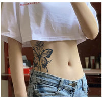 Nirbffo Large Butterfly Flower Waterproof Lasting Temporary Tattoo Women Tattoos Sticker 5 Sheets 12X19CM