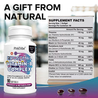 Liposomal Vitamin B Complex Softgels - 9 Methylated B Vitamins for Easily Absorbed, Vitamin B6, Folate & Inositol, 10x Better Absorption, 90-Day Supply, 90 Softgels (Pack of 1)