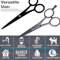 YNR Instruments England | Beard Moustache Scissors | Professional German Steel Mustache Trimming | Hand Forged Precision Edge Men Facial Hair Grooming Kit All Body Hair (Black)