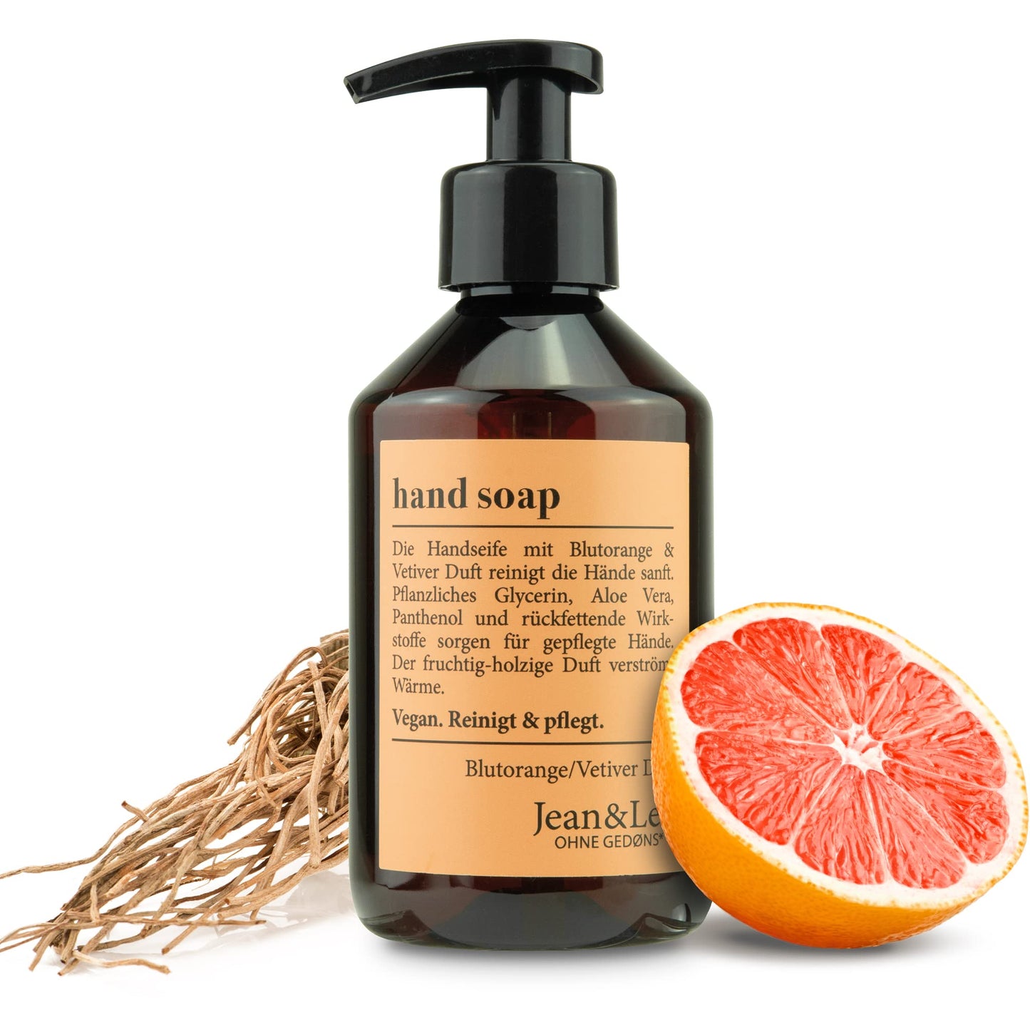 Jean & Len Hand Soap Fruity Scented of Blood Orange and Woody Vetiver 250 ml