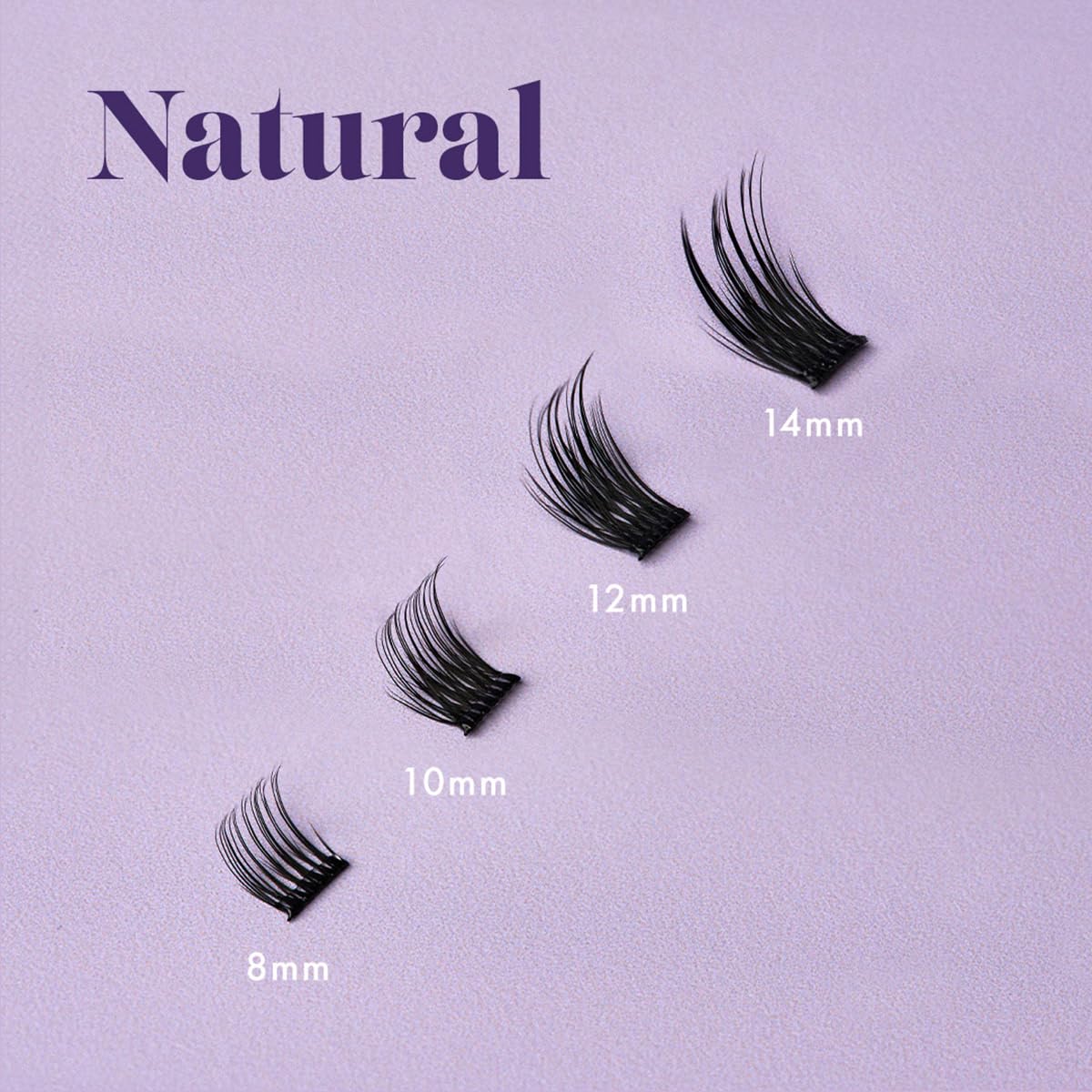 Nouveau Lashes Pre-Glued Express Cluster Lashes - Reusable & Customisable Lash Clusters - 8, 10, 12, 14mm Length - 44/48 Clusters Per Pack (Natural 01)