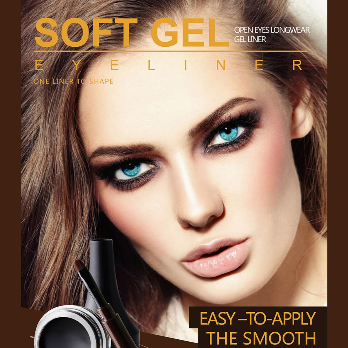 Mikloven Eyeliner Pot - High Matte Cream Gel Eyeliner in Black & Brown: Long-Lasting Waterproof Smudge-Proof Gel Formula with Fine Tip Brush, Ideal for Precise Lines, Mature Skin and All-Day Wear