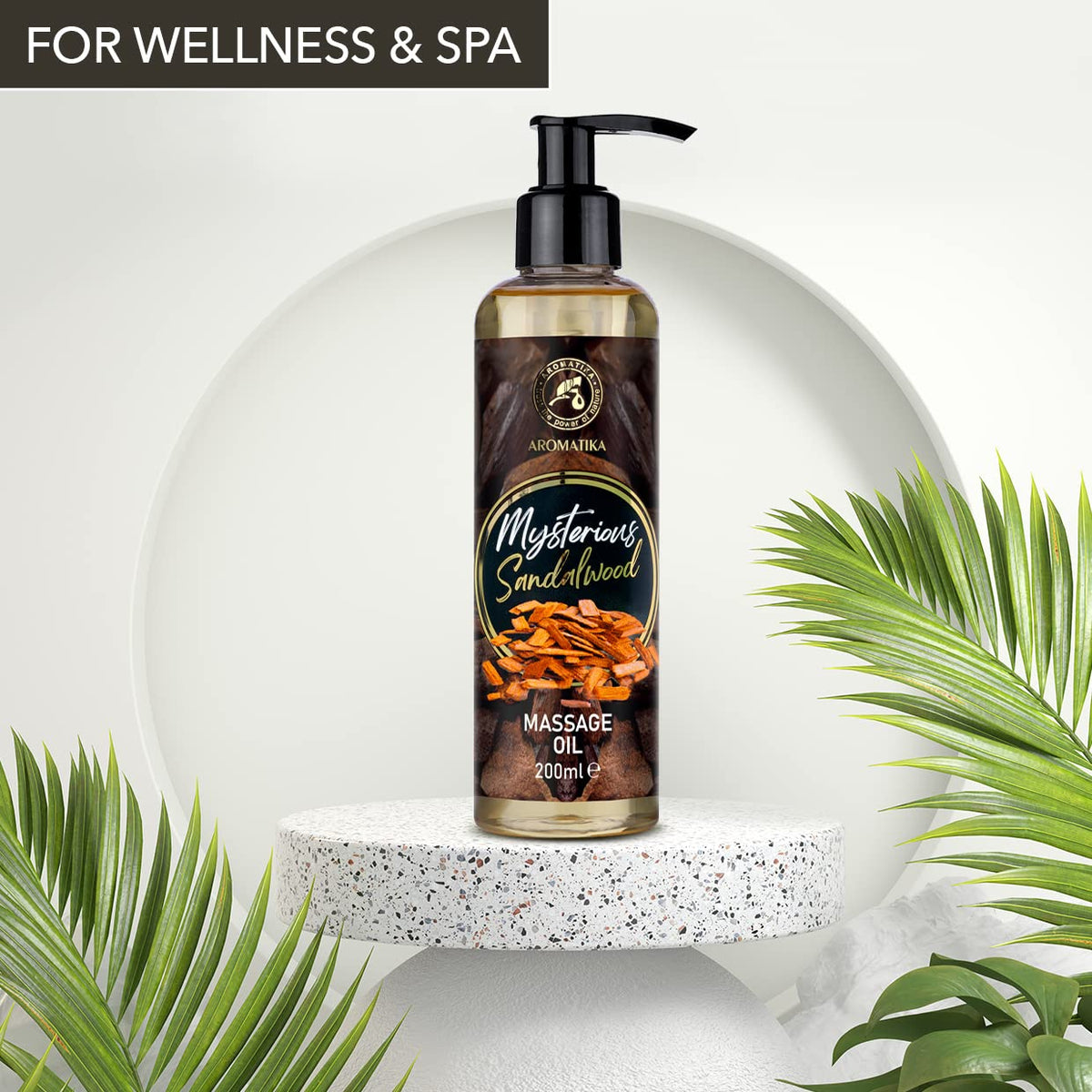 AROMATIKA trust the power of nature Massage Oil Sandalwood - Nurturing Body Oil for Partner Massages | 200 ml Pump Bottle | - Most Trusted Natural Cosmetic Body Oil with Aroma - for Massaging and Enjoying | in Tested SPA Quality
