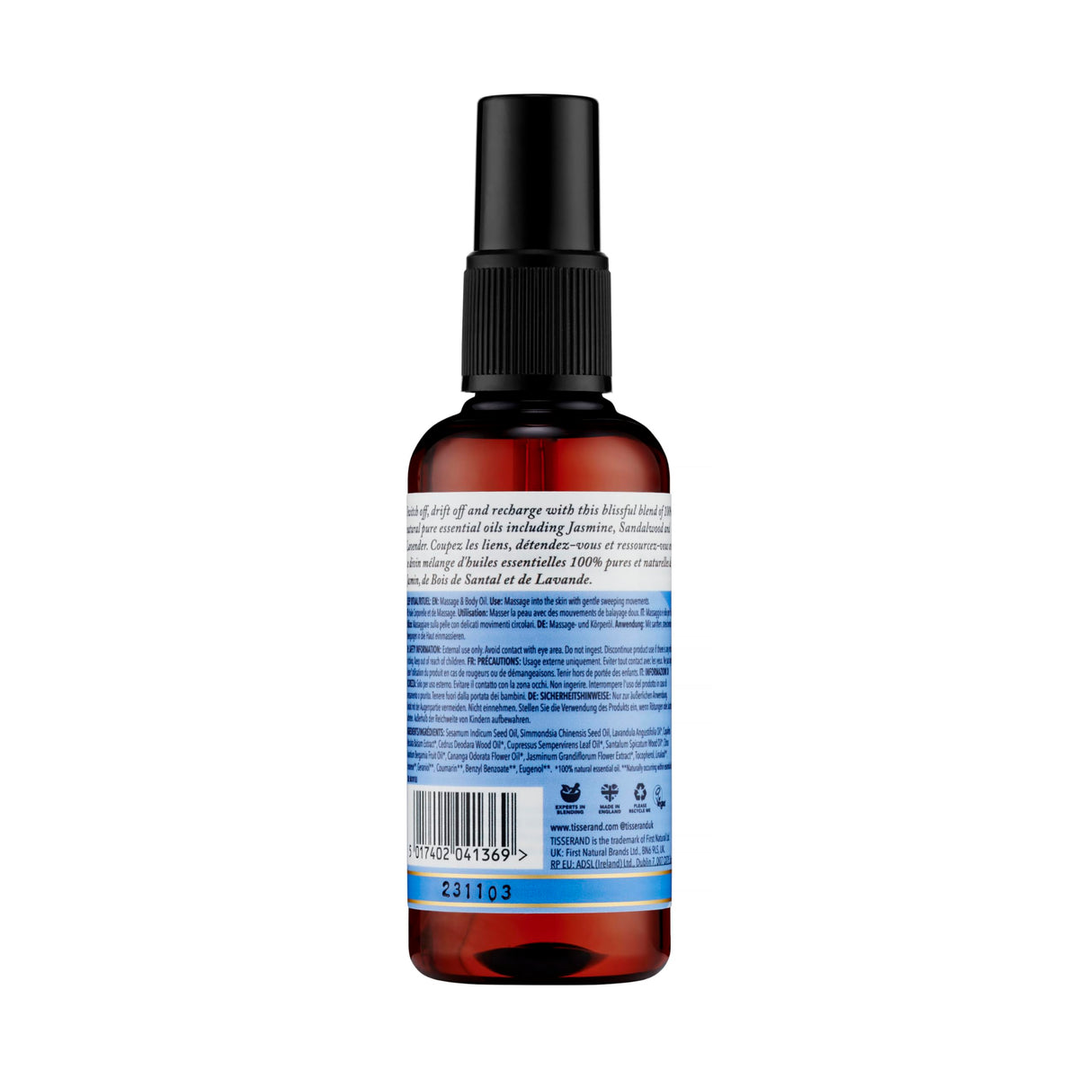 Tisserand Aromatherapyy Tisserand Aromatherapy - Sleep Better, Massage and Body Oil- Lavender, Jasmine, and Sandalwood Essential Oils - 100% Natural Pure Essential Oils - 100ml