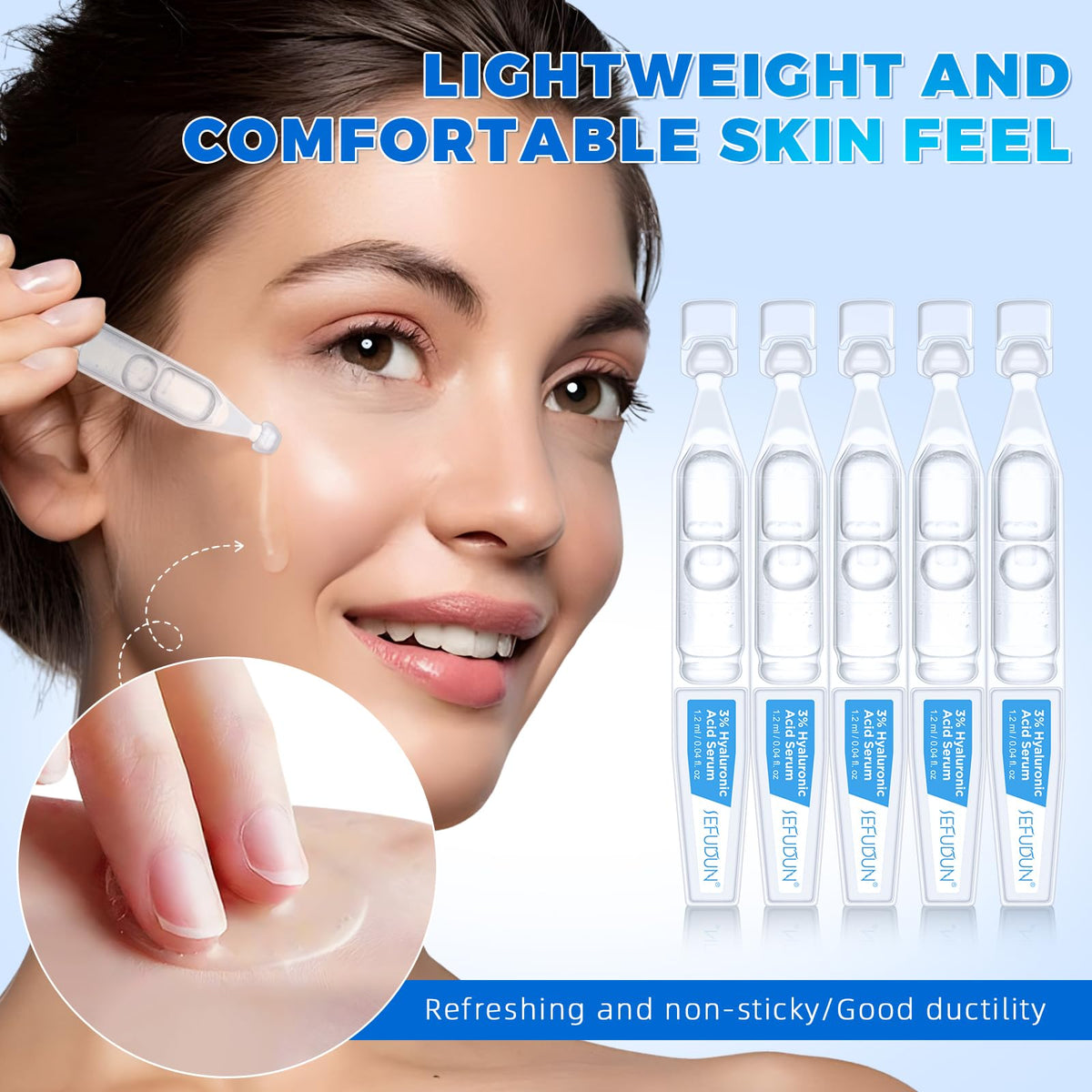 IWKDIJ 30pcs Ultra-Hydrating Acid Serum-1.2ml Hyaluronic Acid Ultra-Hydrating Vials with 3% Hyaluronic Acid,-Sensitive-Soothing-Anti Aging Serum for Face