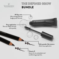 HD Brows Defined Brow Bundle | 1x Clear Brow Glue Setting Gel & 1x Brow Defined Vamp Eyebrow Pencil | Long-Lasting Brow Gel with Lamination Effect & Precision Eyebrow Pencil for Defining, Shaping, and Filling