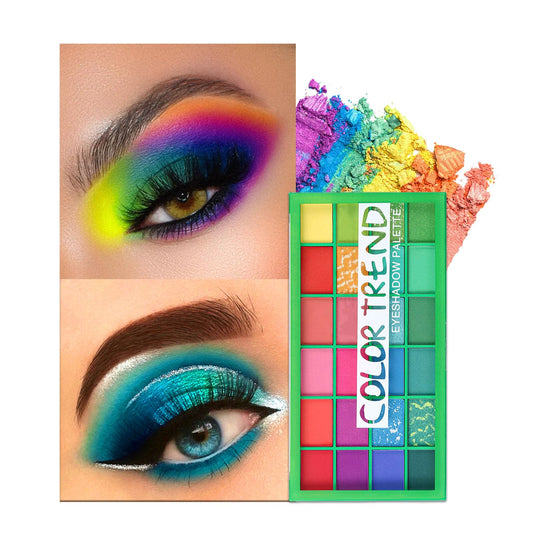 Eyeshadow Palette Colorful Kit, 24 Color Christmas Rainbow Eye Shadow Set, Matte Shimmer Eye Makeup Palettes, Red Green Yellow Blue, Fashion Make Up Powder, Gifts for Women
