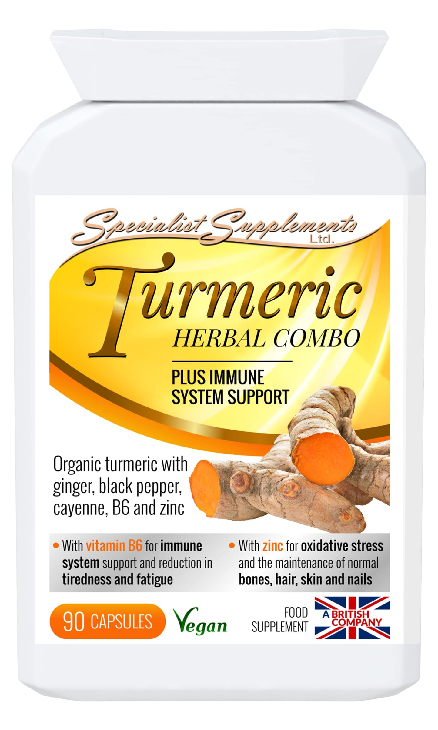 Specialist Supplements Turmeric Herbal Combo Plus Immune System Support 90 Capsules