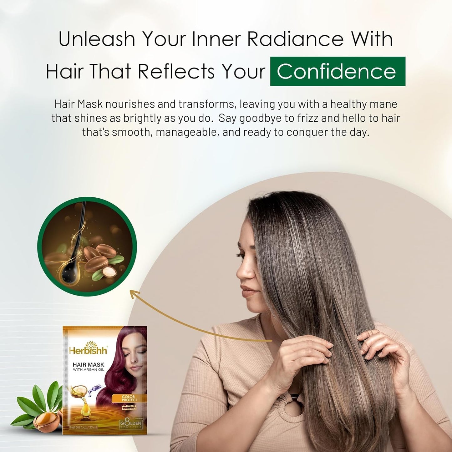 Herbishh Argan Hair Mask-Deep Conditioning & Hydration For Healthier Looking Hair for very Dry, Weak, Stressed Out Hair, No Sulphates, No Parabens (250)