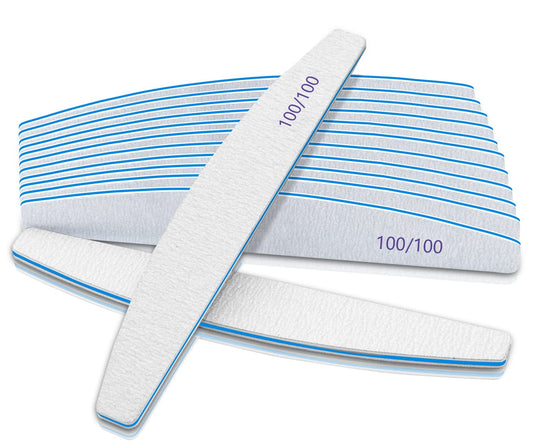 Selistamm 12 PCS Double Sided Emery Board Nail Files, 100/100 Grit for Acrylic & Natural Nails, Washable & Reusable