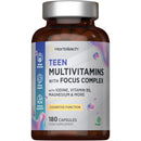Horbäach Multivitamin Tablets for Teenagers with Focus Complex | 180 Capsules | High Strength Complex with Vitamin B6, B5, Magnesium, Iron and Zinc | Vegan Supplement for Teens 13+ | By Horbaach