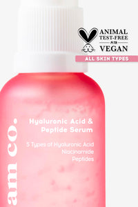 cream co. 30ml Peptide Serum & Hyaluronic Acid Face Serum for All Skin Types, Niacinamide, Anti Aging Serum for Face, Vegan, Balances Oil, Revitalizes