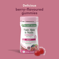 Nature's Bounty Hair, Skin and Nails Gummies - Pack of 60 Gummies, 30 Day Supply - with Collagen, Biotin, Zinc and Vitamins C and E - Supports Hair Growth and Healthy Shine
