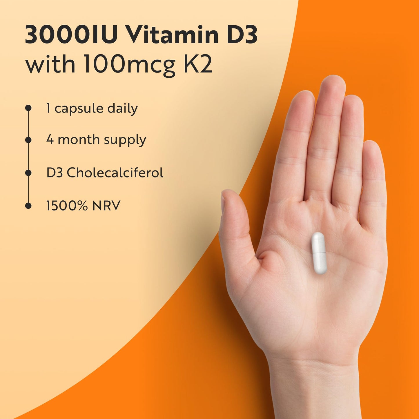 Nutravita Vitamin D3 3000iu & K2 100ug (MK7) – 120 Vitamin D3 K2 Vegetarian Capsules – Supports Normal Bones, Muscles, Teeth and Immune System – Cholecalciferol & Menaquinone-7