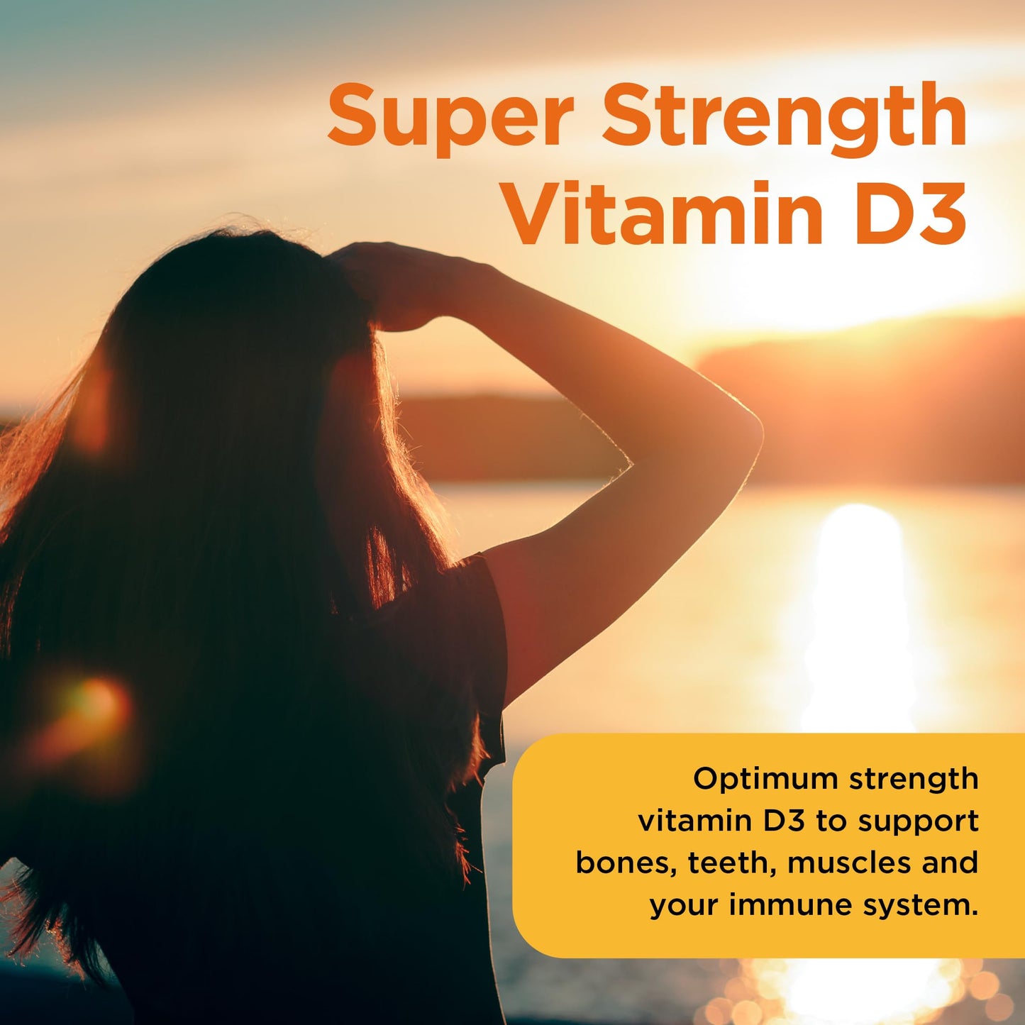 Healthspan Super Strength Vitamin D3 | Immune Health | Bone, Teeth & Muscle Health | Contains 1000iu Natural Source Vitamin D3 in Each Tablet | Vegetarian (60 Tablets)