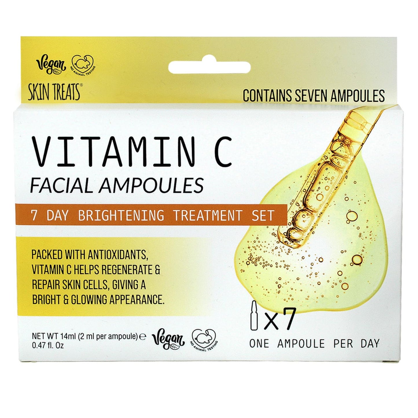 Skin Treats Vitamin C Ampoules Serum, Vitamin C 7 Day Skincare Set, Antioxidant Day Serum for Face, 7 x 2ml Ampoules, Vegan Friendly