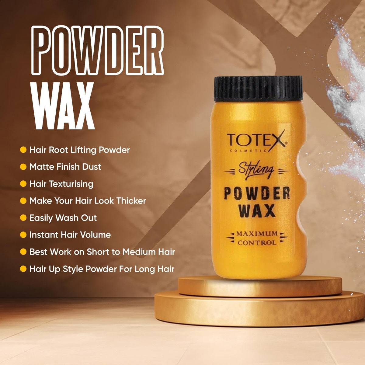 Totex Hair Styling Powder Wax 20g | Volumizing Texturising Dust | Flexible Hold, Matte Finish | Thickening Powder for Men & Women | Maximum Control, Lightweight Styling, Professional Barber Use