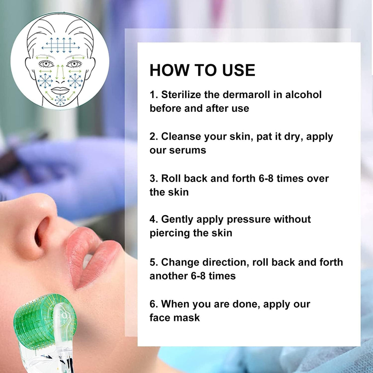 Koi Beauty KOI BEAUTY Derma Roller 0.5mm - 200 REAL NEEDLE, Professional Microneedling Roller for Hair &Beard Growth at Home, Dermaroller for Face Body Scalp for Women Men, Micro Needling Roller Titanium