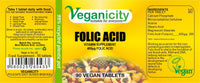 Veganicity Folic Acid 400µg : B Vitamin Supplement - 90 Tablets, in a Planet-Friendly 99% Recycled Pot