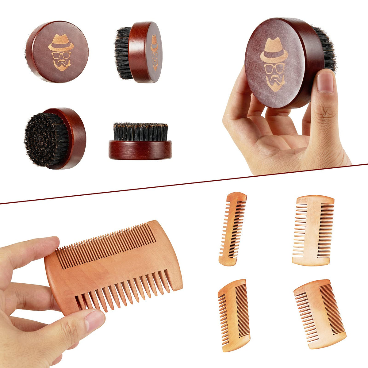 Beard Brush, 100% Boar Bristle Black Walnut Wood Beard Comb Brush for Men To Tame and Soften Your Facial Hair from Sofmild