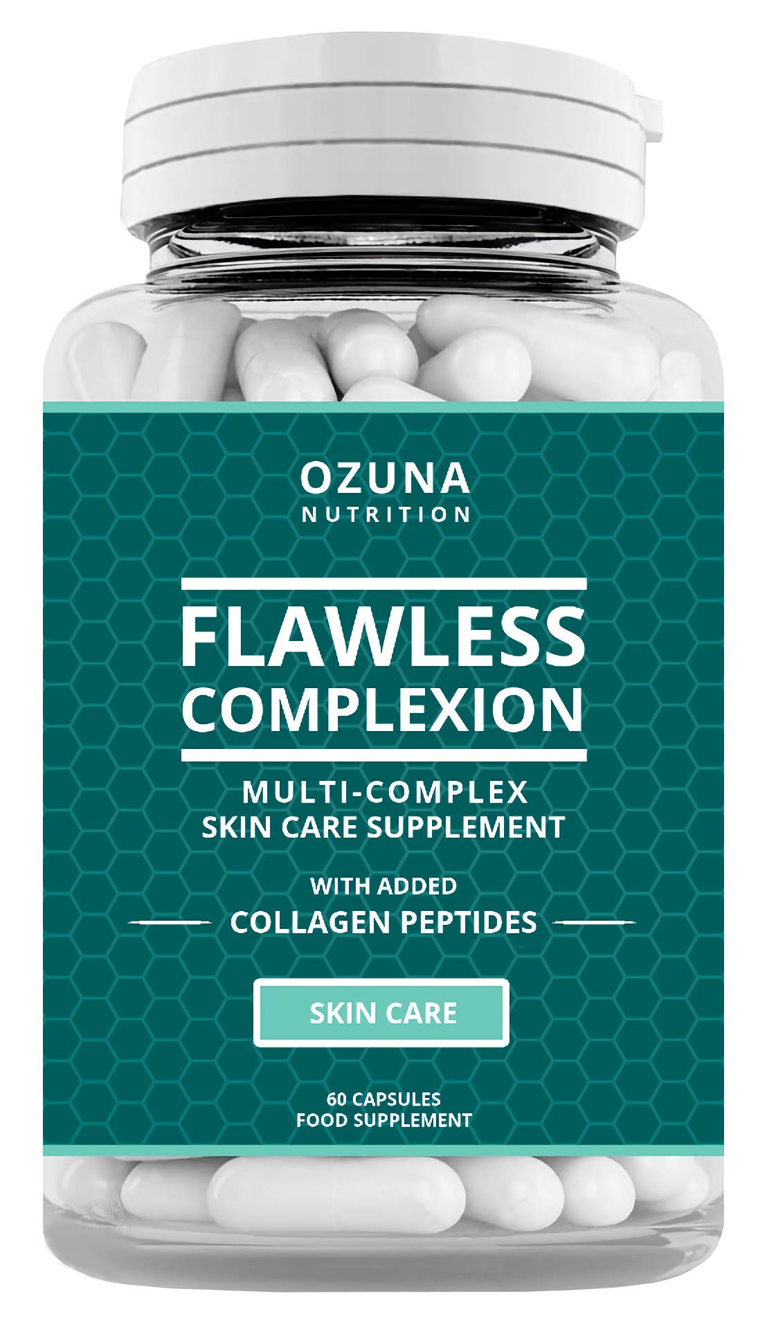 OZUNA NUTRITION Flawless Clear Skin Supplement - Glowing Complexion | Multi-Complex Capsules with Collagen Peptides | for Women & Men | One Month Supply