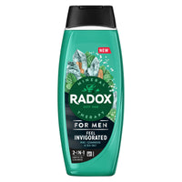Radox Mineral Therapy Feel Invigorated 2-in-1 Shower Gel & Shampoo Men's Body Wash with sea salt, cedarwood & mint scent for a refreshing experience 450 ml