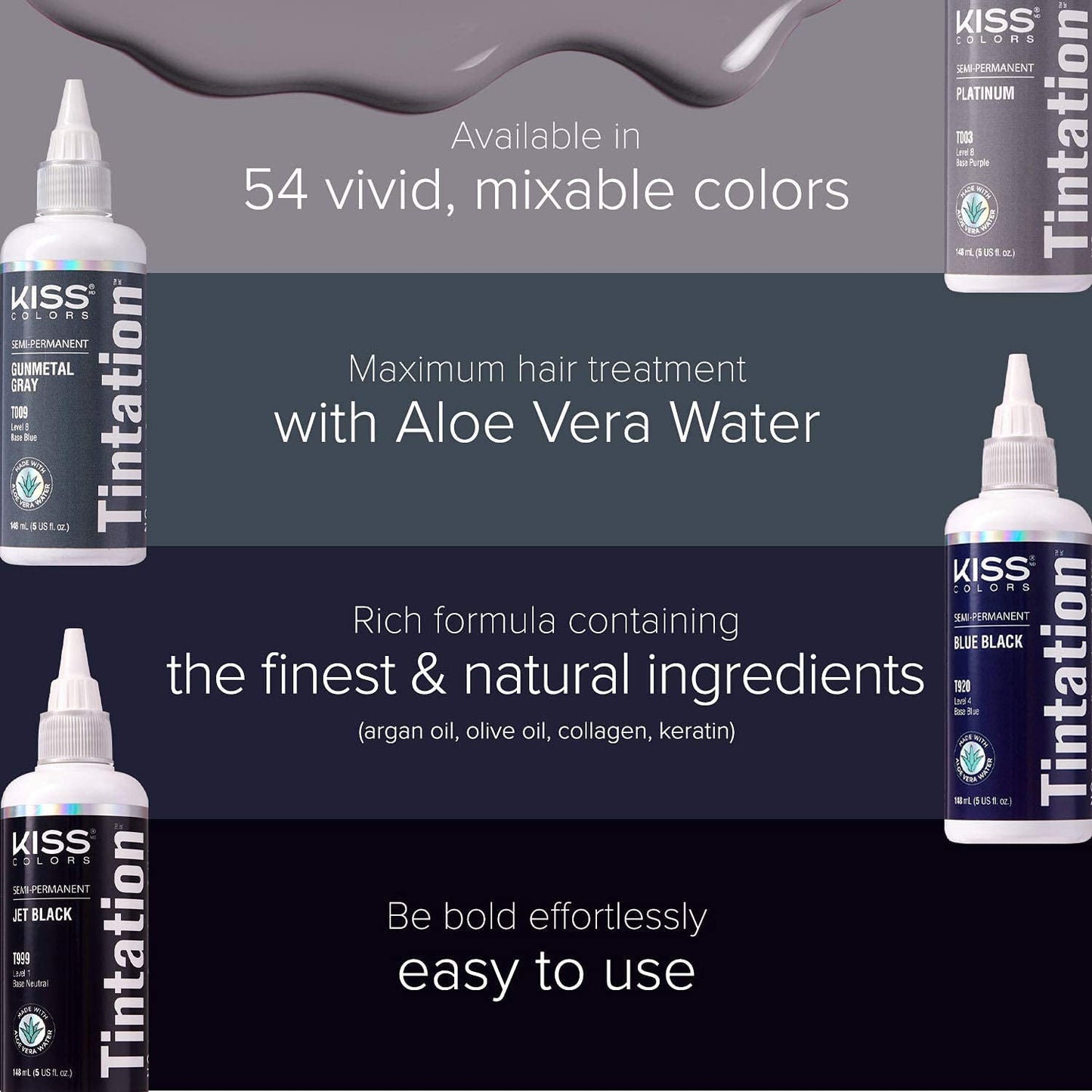 Kiss Tintation Semi Permanent Hair Colour With Argan Oil, Aloe Vera - Clear T001