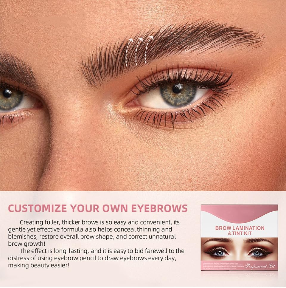 SONGQEE Upgrade Brow Lamination Tint Kit - Eyebrow Lamination Kit with Black & Brown Color Eyebrow Dye, Eyebrow Perm Kit & Eyebrow Lift Kit for Fuller and Thicker Brow, Long Lasting for 6-8 Weeks