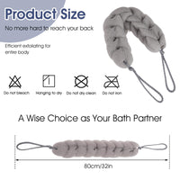 Sibba 1 PC Back Scrubber Shower Body Wash Sponge Loofah Bath Large Long Extended Puffs Stick Exfoliating Washing Removable Head Exfoliate Set Pack Mitts Soft Mesh Stretch Braided Strips Brush