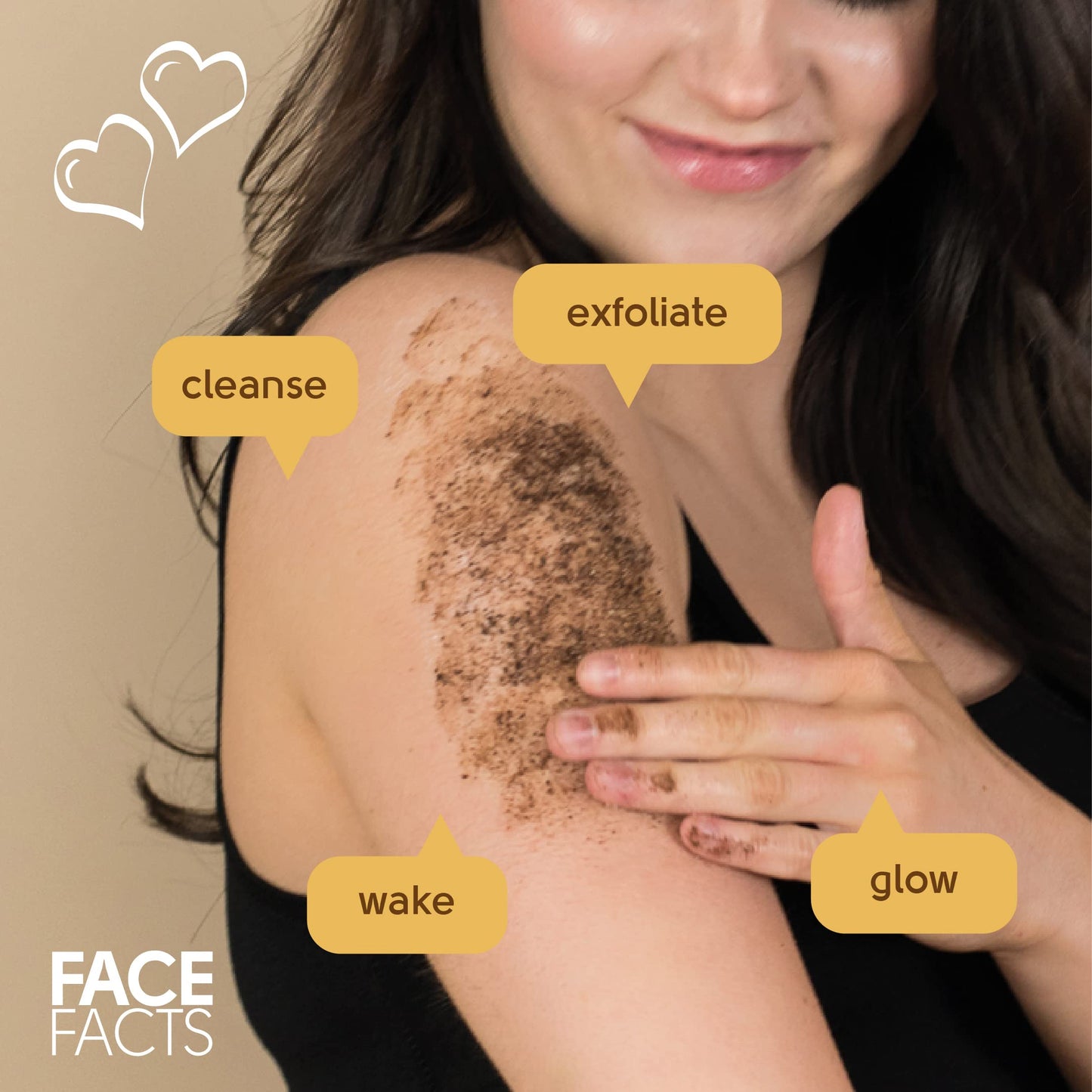Face Facts Coffee Dry Exfoliating Scrub | 99% Natural | Removes Dirt + Impurities | Smooth + Glow | Vegan | 50g