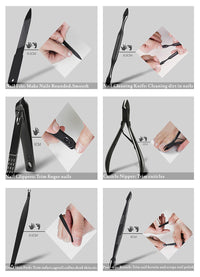 Keiby Citom Manicure Set Nail Set Nail Clipper Kit Professional - Stainless Steel Pedicure Set Nail Grooming Kit of 15pcs with Case for Travel (Black/Yellow)