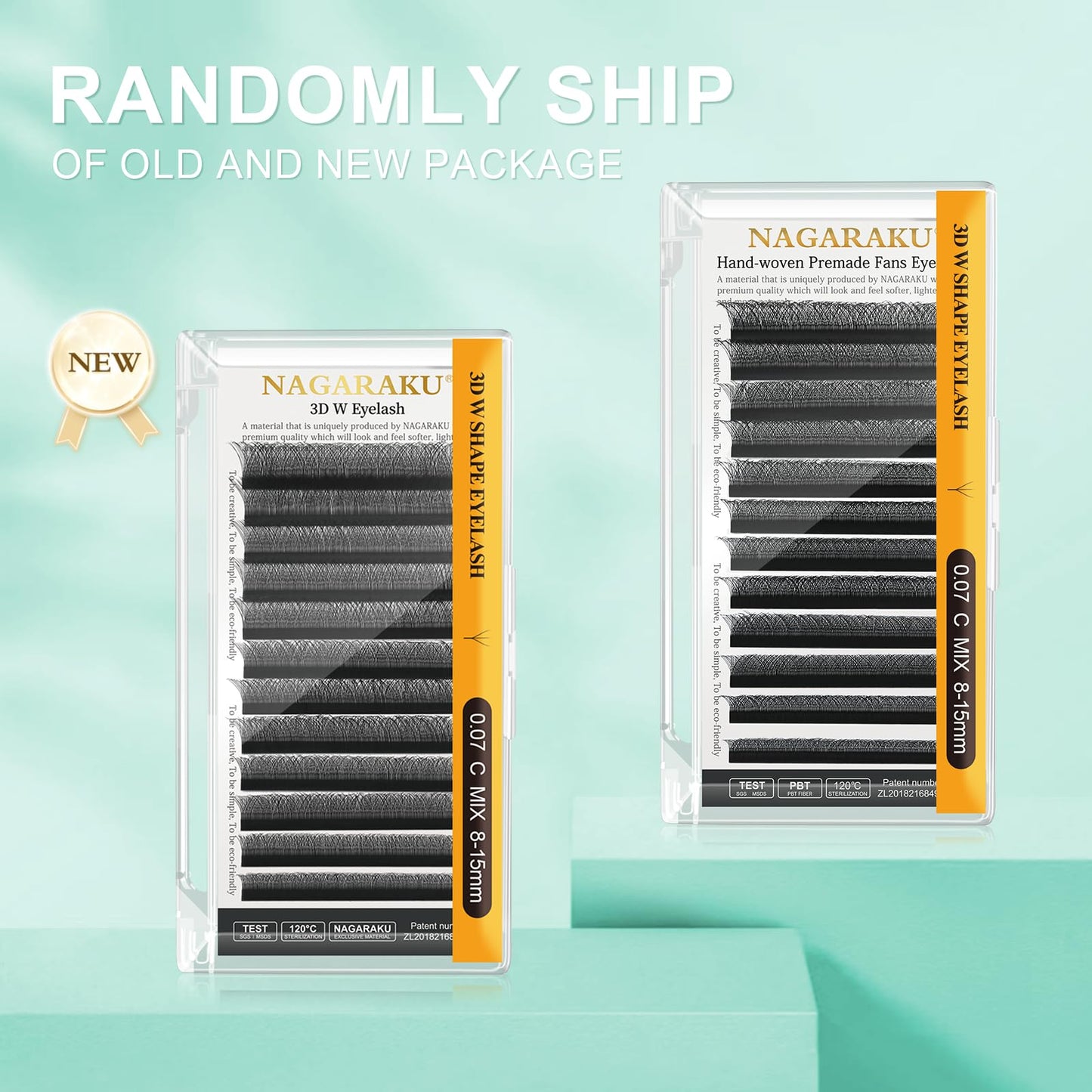 NAGARAKU Eyelash Extensions Cluster 3D Volume Lashes Hand Woven Long Stem 0.07mm D Curl 8-14mm Mix Matte Black Premade Fans 3 Tips False Eye Lash Extension