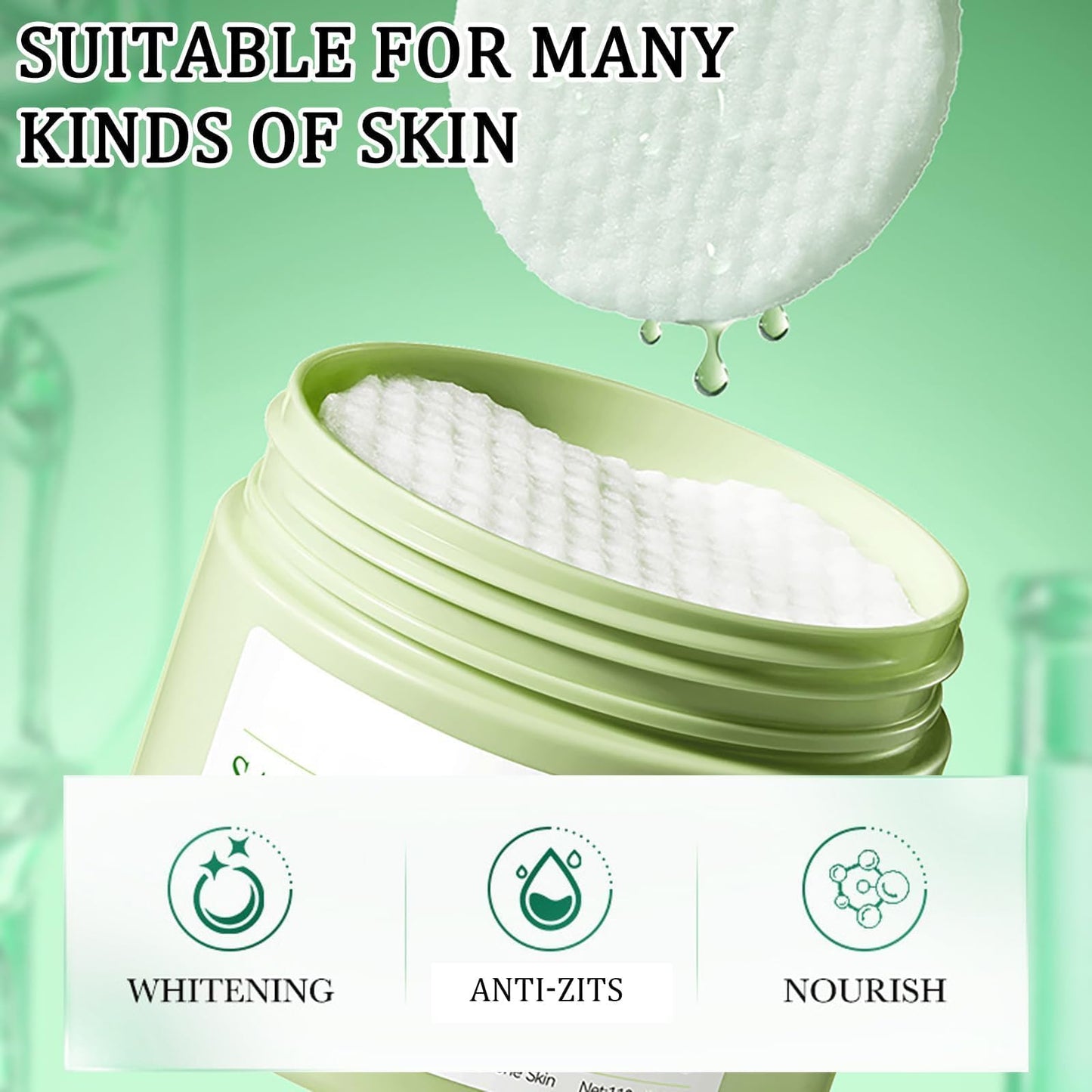 LaluluTek Face Pads - Exfoliator for Acne Prone Skin - Toner & Korean Skincare - Reduces The Growth Of Blackheads(55 pads)