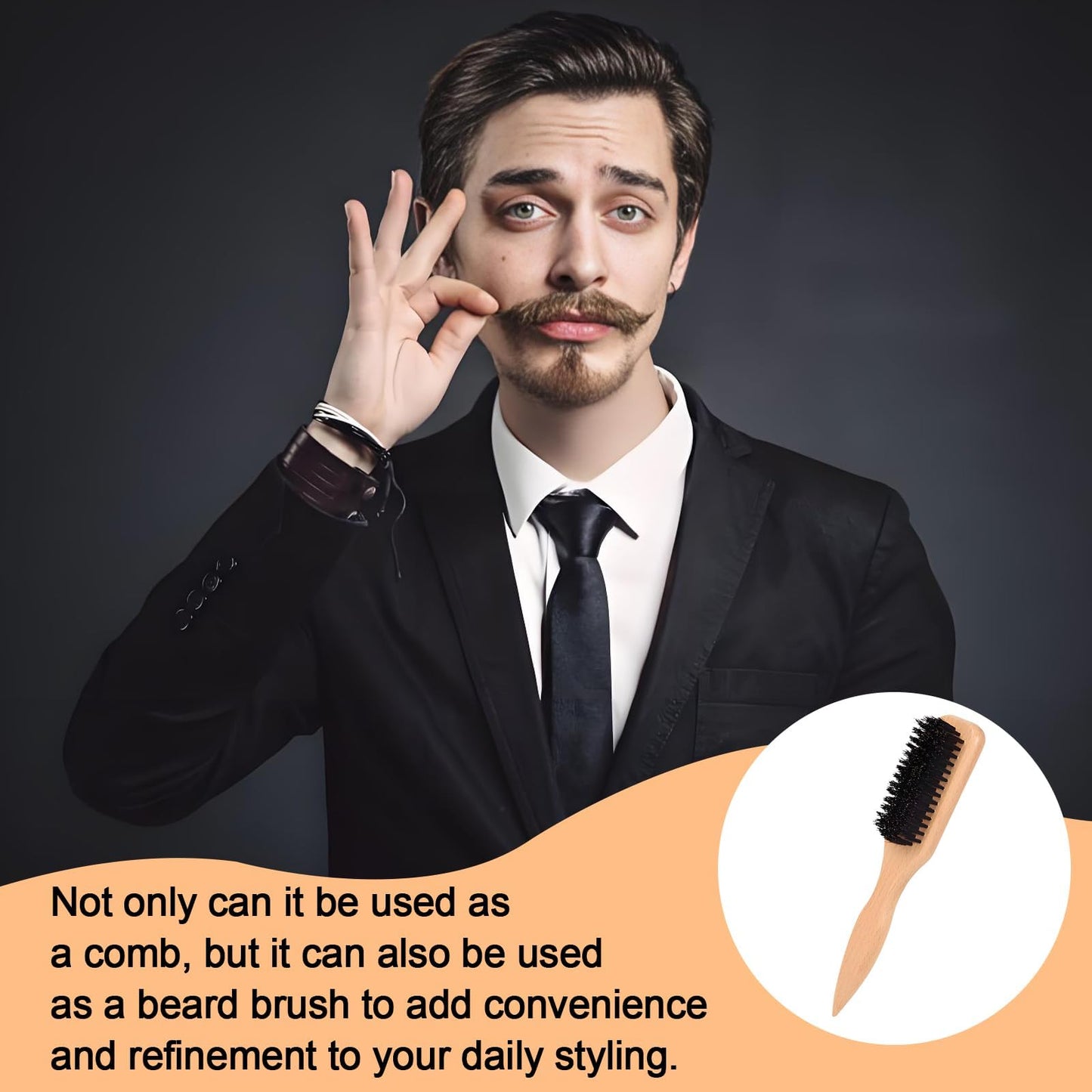iuiiaii 1 PC Back Combing Brushes Slick Back Hair Brush, Smoothing Hair Brush Men Suitable for Combing Ponytails, Flying Style Edge Controlled Gentle Tools, Beard Brushes Suitable for Daily Use ﻿