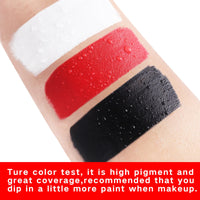 Go Ho White Black Red Colors 3 In 1 Body Paint Set,3 Colors Face Paint Wheel for Special Effects,Zombie Vampire Skeleton Halloween Costume Clown Makeup Body Paint