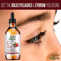 Hydra Naturals 100% Pure - Cold Pressed, Premium Quality, Organic Castor Oil 50ml - Promotes Hair, Eyebrow and Eyelash Growth - Diminishes Wrinkles and Signs of Aging - Hydrates and Nourishes Skin